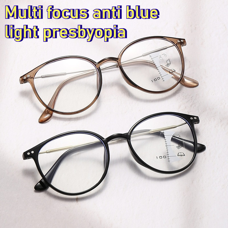 Progressive แว่นตาอ่านหนังสือสําหรับผู้หญิง Anti Blue Light HD เลนส์ Photochromic Multifocal แว่นตาสายตายาวแฟชั่นอาวุโสแว่นตาขายส่ง