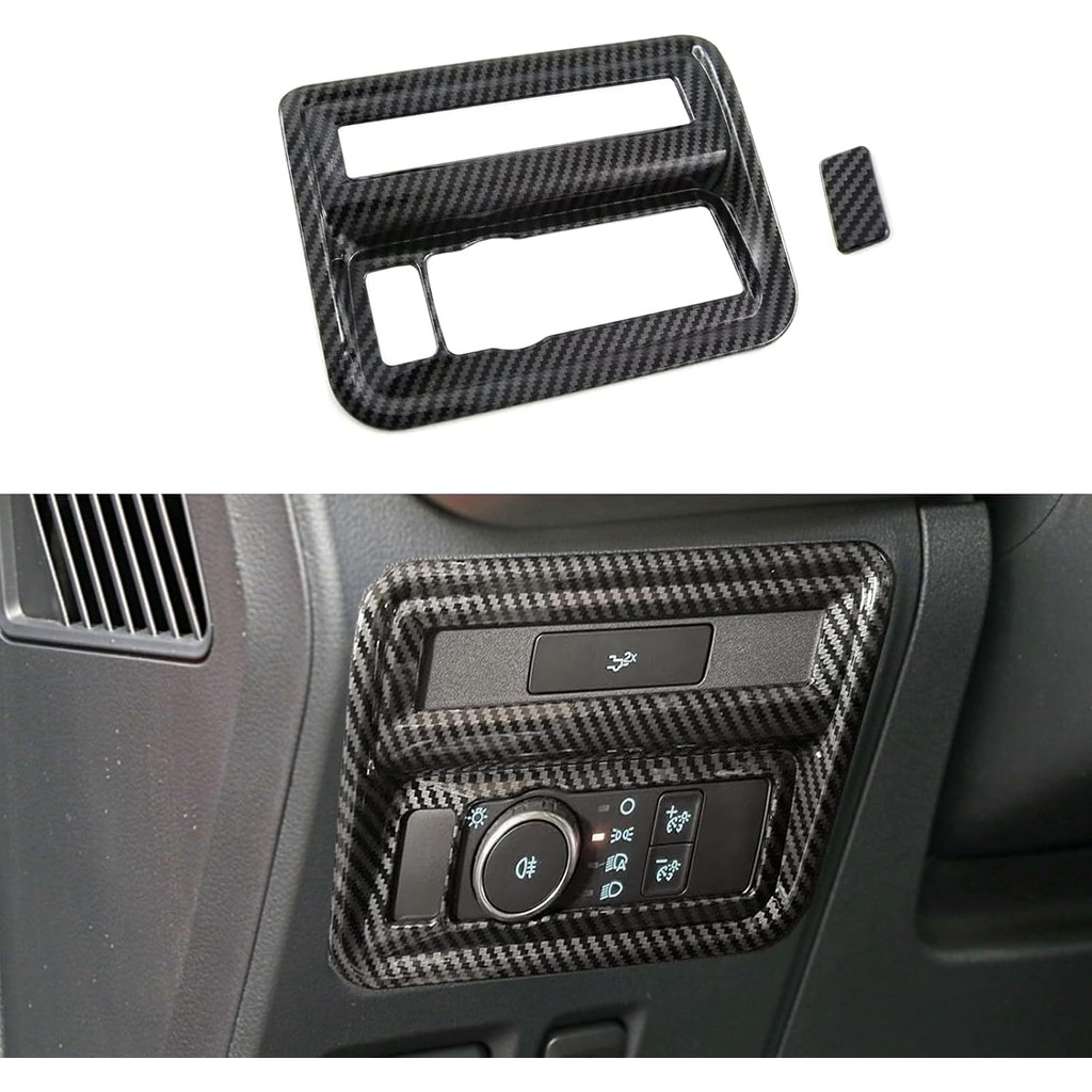 Keptrim สําหรับ 2021 2022 2023 2024 2025 Ford F-150 ABS คาร์บอนไฟเบอร์ด้านข้างคอนโซลไฟหน้าปุ่มสวิทช์