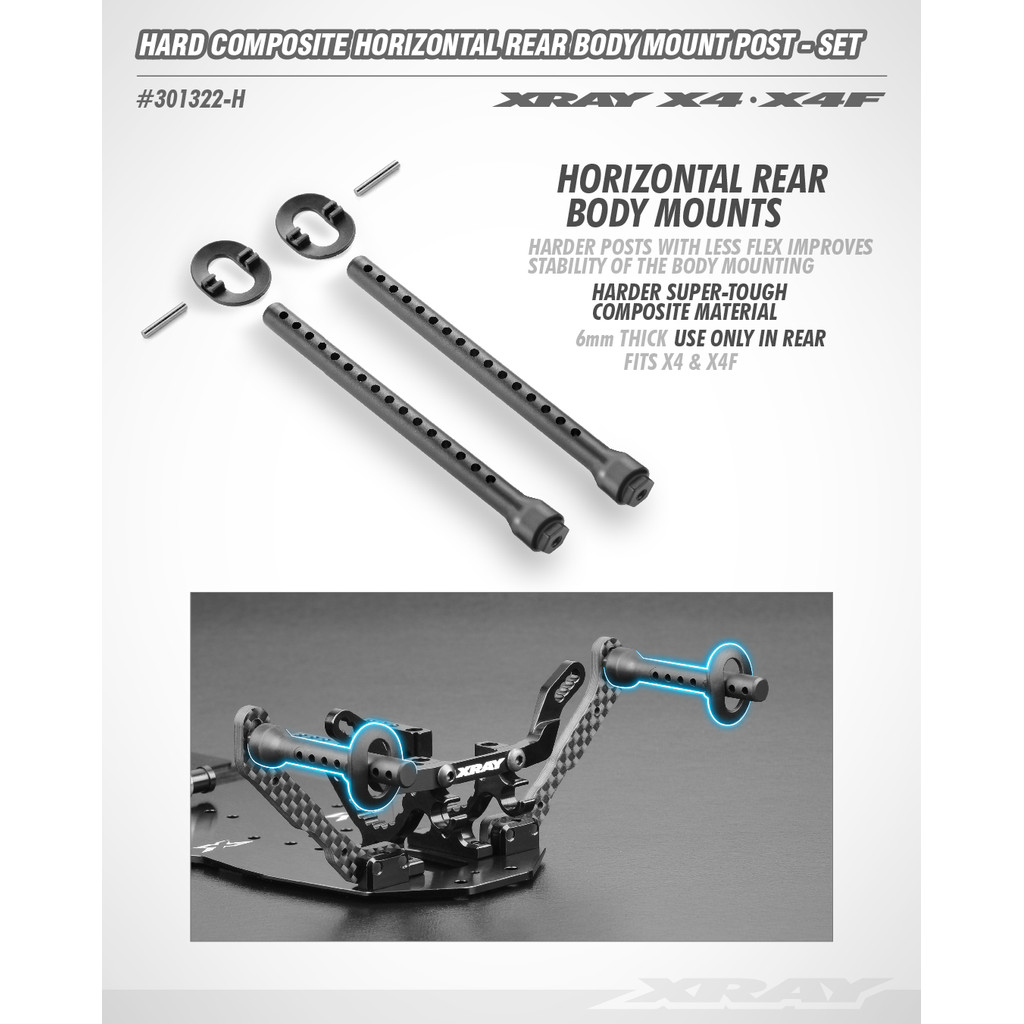 XRAY X4/X4F คอลัมน์หลังแนวนอน 6 มม. XR-301322-ชม.