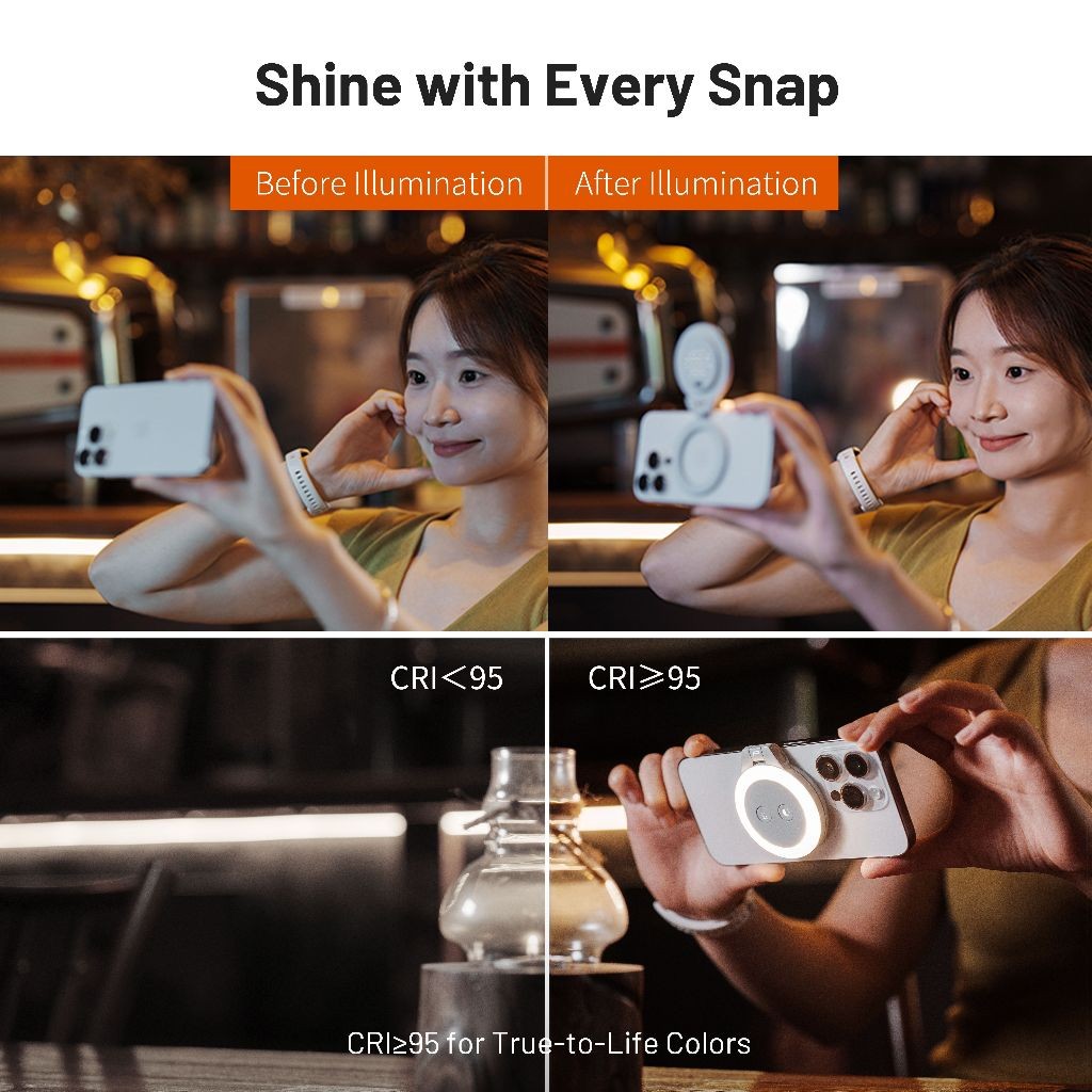 Magsafe ไฟวงแหวน LED - แสงอุ่นนุ่มเย็นแบบพกพาสําหรับเซลฟี่วิดีโอการถ่ายภาพ