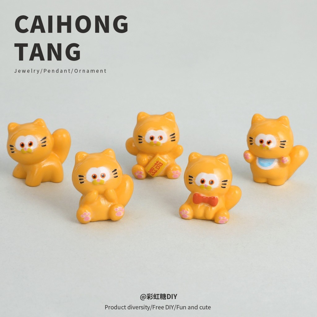10ชิ้นแมวแข็งสัตว์น่ารักเรซิ่นเสน่ห์สําหรับ ทําเอง(14-1)