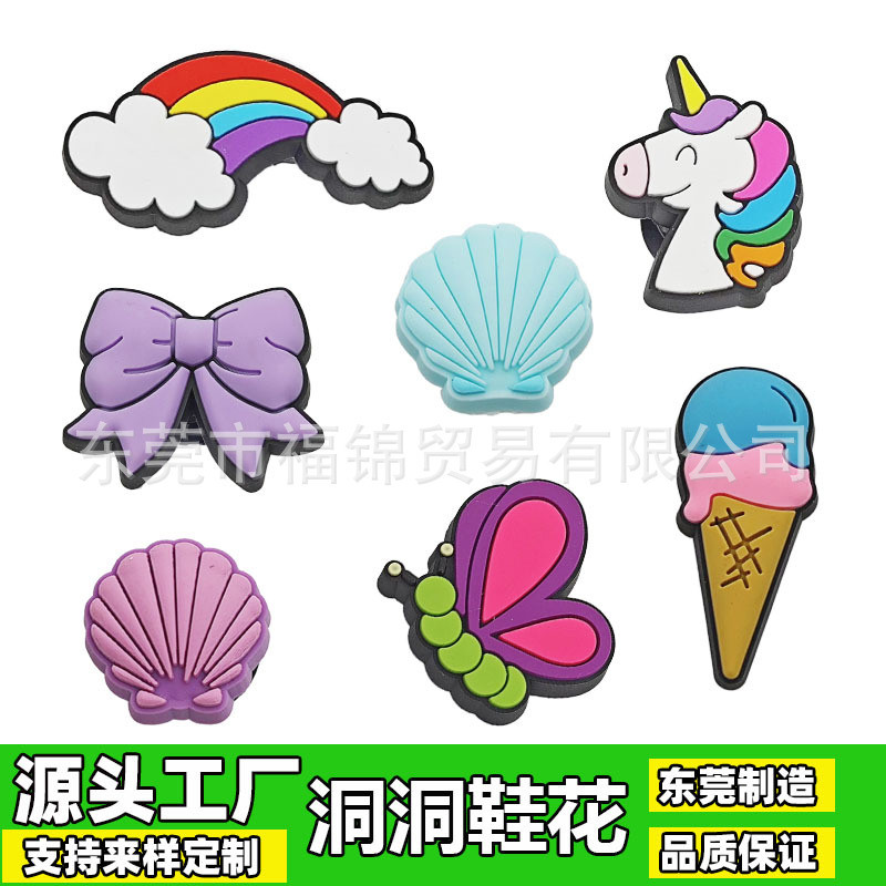 jibbitz crocs jibbitz crocs ของแทั สไตล์ใหม่หลุมรองเท้าอุปกรณ์เสริมหลุมทําเองรองเท้าดอกไม้พีวีซีรองเ