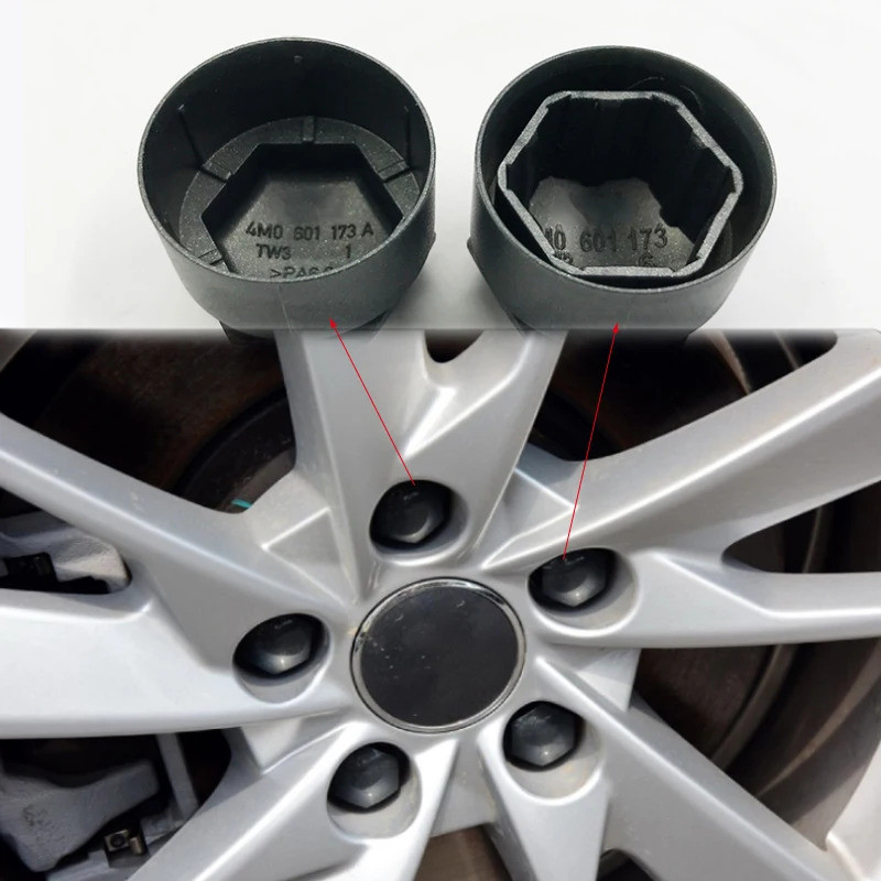 สําหรับ Audi A3 A4lq7 2017-2019 สกรูหมวกยาง Hubcaps Anti-theft ธรรมดาล้อ Bolt ฝาครอบ 4m0 601 173 8wd