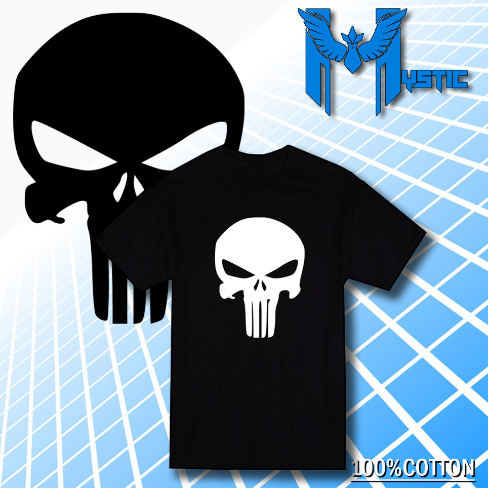 The Punisher Logo Skull Design Comic Netflix Series ผ้าฝ้ายคุณภาพสูง (ขนาดผู้ใหญ่และคิดดี้) เด็กผู้ช
