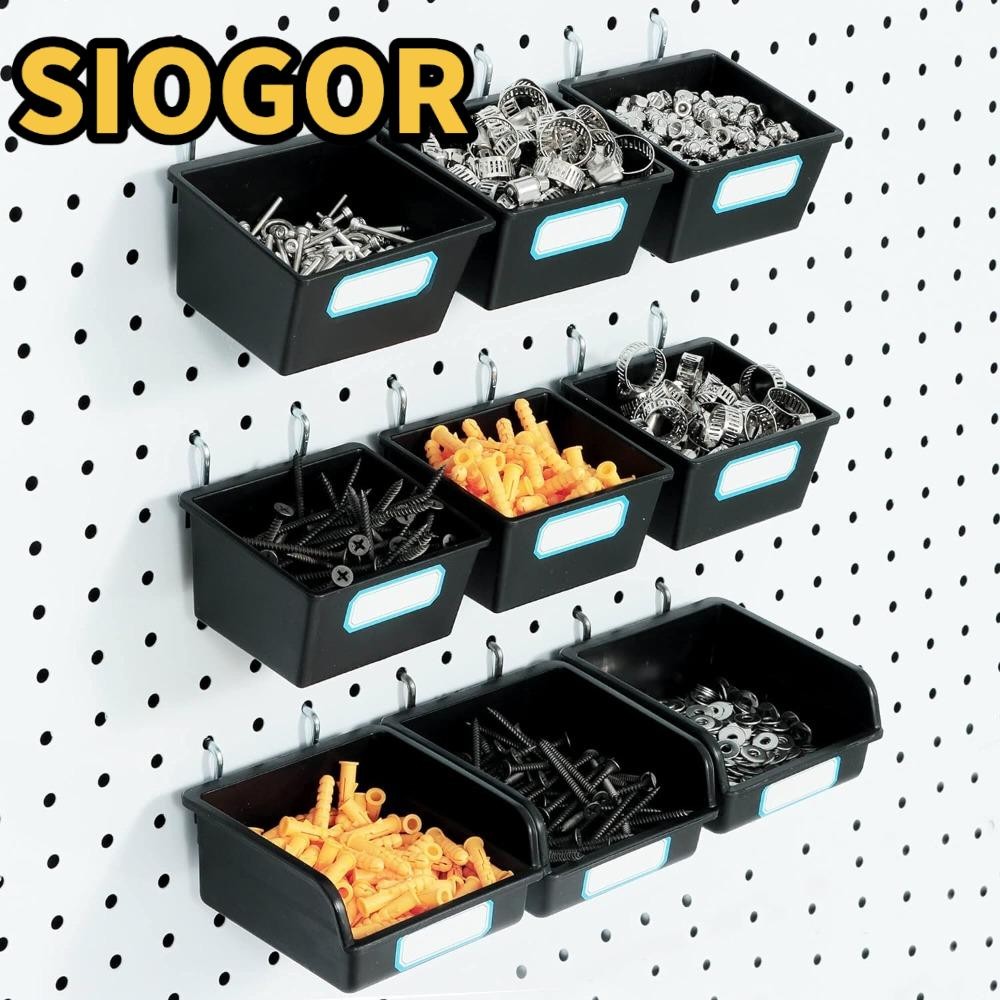 SIOGOR Pegboard Bins, ตะขอ Pegboard PP, กล่อง Pegboard