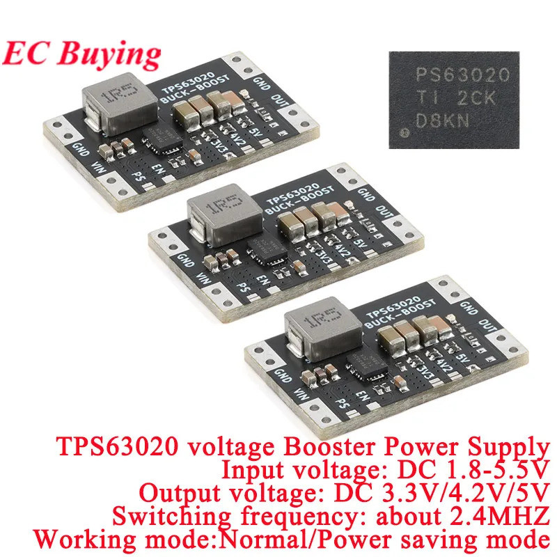 TPS63020 3.3V 4.2V 5V แบตเตอรี่ลิเธียมอัตโนมัติ Boost Buck Step Up Down โมดูล XL63020 Microcontroller Power ระลอกน้ําต่ํา