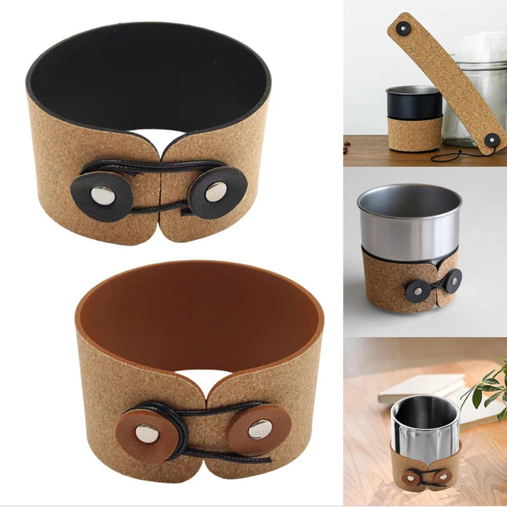 Cork Pu หนังที่วางแก้ว Hand Protector แก้วกาแฟปรับถ้วยสําหรับชากาแฟร้อนเย็น Bever