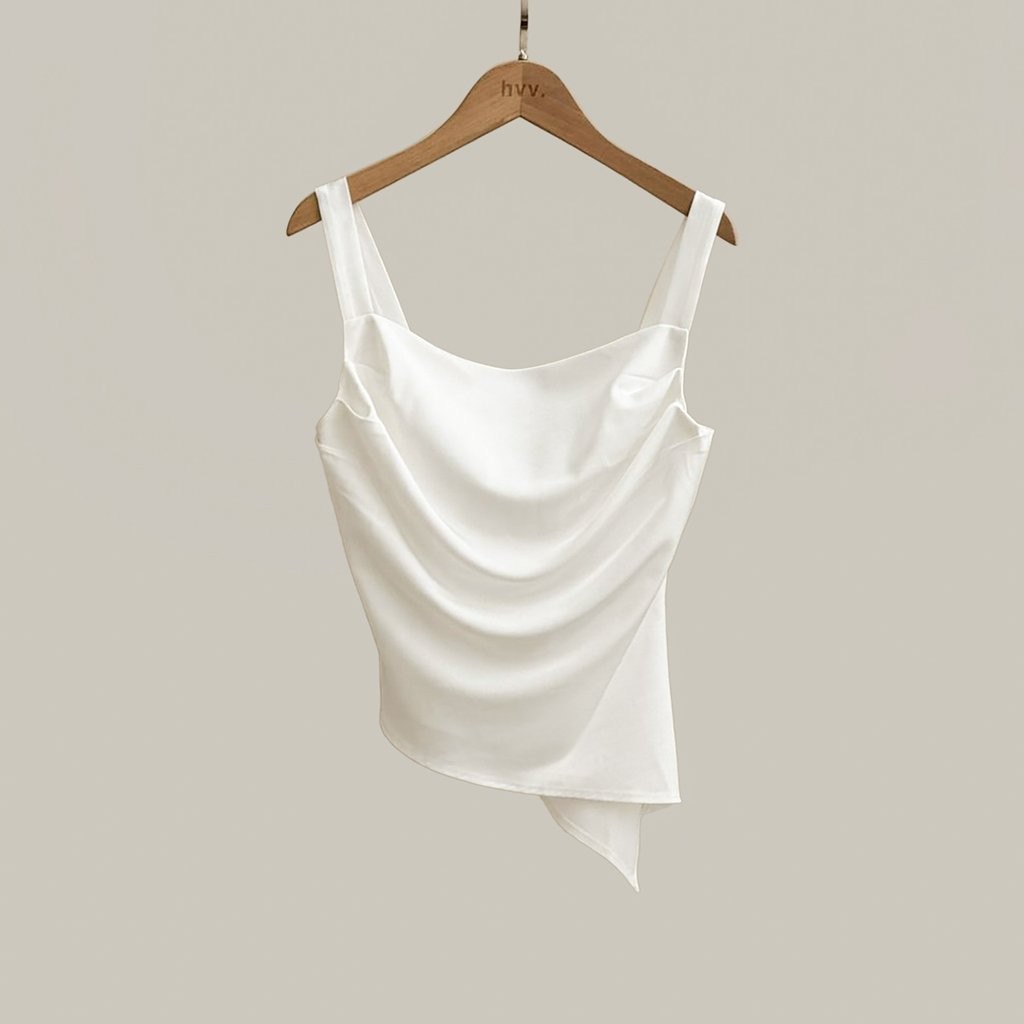 เสื้อ Athena Ruched อสมมาตร - Ice White