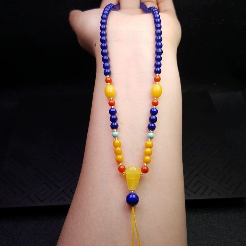 ธรรมชาติ Lapis Lazuli สร้อยคอจี้ Lanyard ขยายสร้อยคอจี้ Lazuli พร้อมโซ่ All-Match20251013