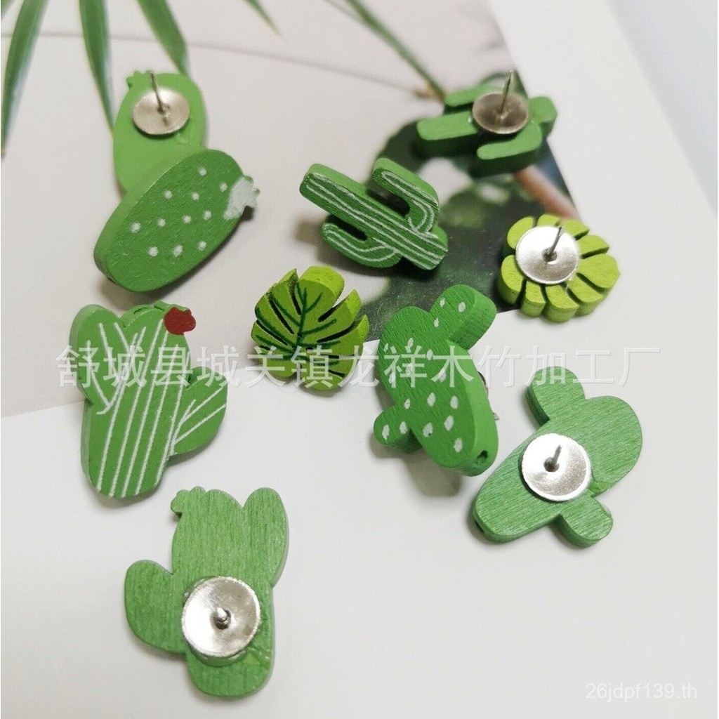 ผู้ผลิตกระบองเพชร Thumbtack Cork Board Office Source ไม้สีเขียว Wall Stud Creative I-Shaped ตกแต่ง T