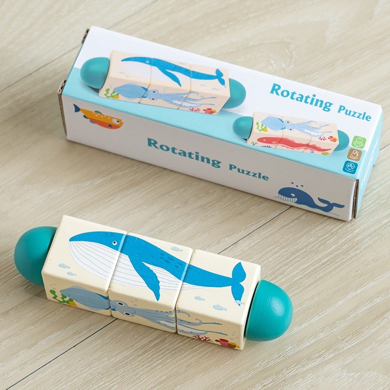 ของเล่นปริศนาไม้หมุนได้ 360° เรียนรู้สัตว์และสีสัน จิ๊กซอว์สัตว์ 3D ของเล่นมอนเตสซอรี่สำหรับเด็ก ราคา ถูกที่สุด ดีลบีเคเค แกลเลอรีภาพที่ 8