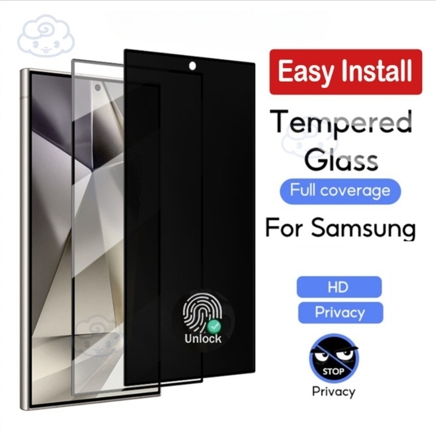 SAMSUNG [ปลดล็อคลายนิ้วมือ] เครื่องกําจัดฝุ่นอัตโนมัติกระจกนิรภัยเต็มรูปแบบสําหรับSamsung S24 S25 S23 S22 S21Plus Ultra FE A55 A54 A35 Dustlessติดตั้งง่ายป้องกันหน้าจอแก้ว