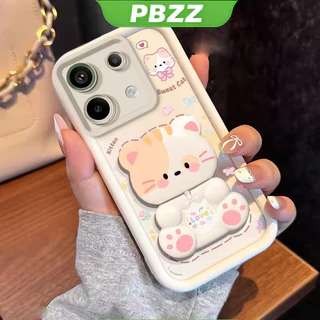 เคสสําหรับ REDMI NOTE 13 4G REDMI NOTE 13 PRO 5G เคสโทรศัพท์ Softcase กันกระแทกการออกแบบใหม่ความงามที่มีผู้ถือ 360° กระจกแต่งหน้า แมวน่ารัก สําหรับเด็กผู้หญิง JTXMMZJ
