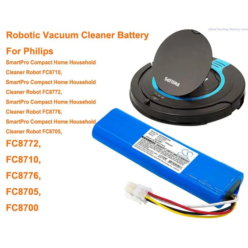 CameronSino 3400mAh แบตเตอรี่สําหรับ Philips SmartPro Compact Home Household Cleaner หุ่นยนต์ FC8705