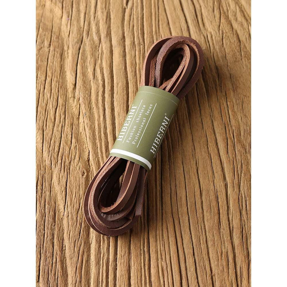 HIBERNI ยี่ห้อ Cowhide Shoelaces สีแดงเข้มสีน้ําตาลสแควร์ 3 มม.ของแท้หนังเหมาะสําหรับ miumiu Mumu เช