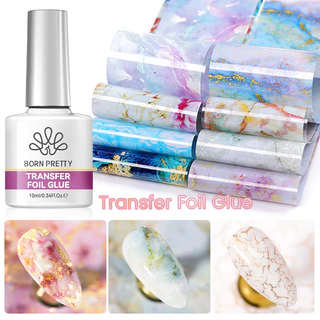 BORN PRETTY Transfer ฟอยล์เจลเจลเล็บเจล 10ml สติกเกอร์กาวเล็บ Soak Off UV การพิมพ์เจลเคลือบเงา
