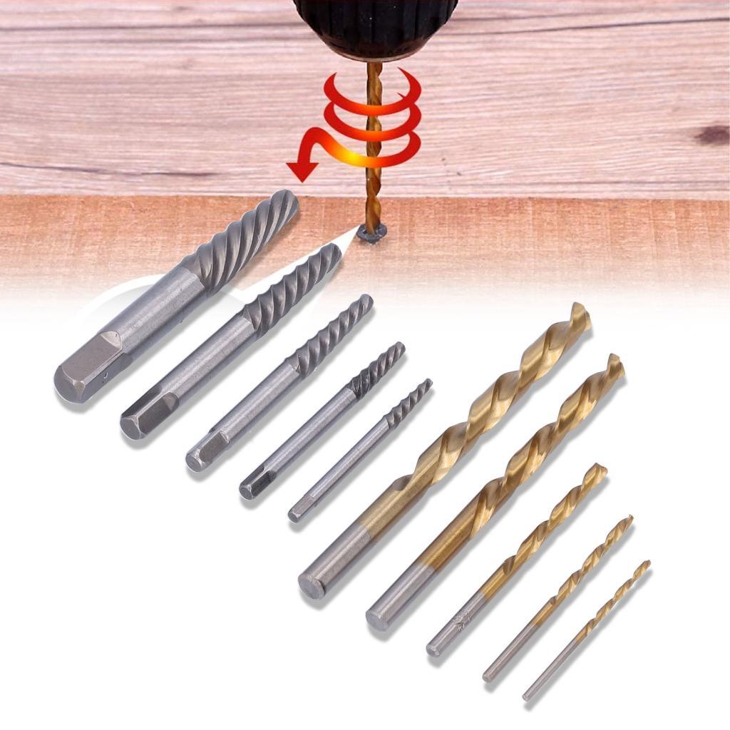 Haape 10 ชิ้นเสียหายสกรู Extractor ชุดเจาะ Bits 5/64in 7/64in 5/32in 1/4in 19/64in โคบอลต์ซ้าย (กล่อ