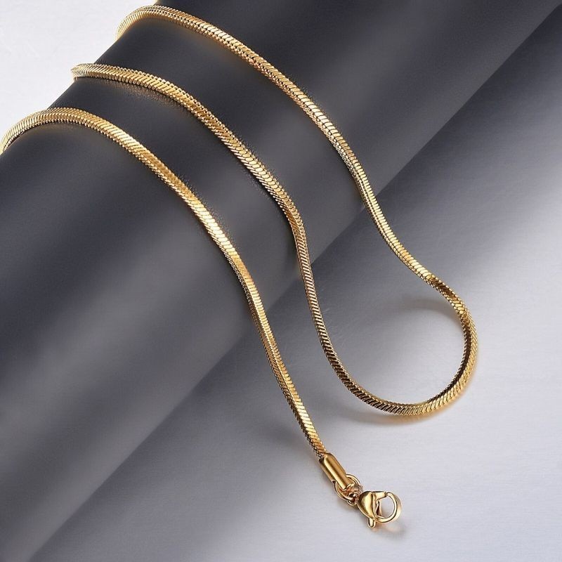 ANTI-RUST GOLD SQUARE EEL TITANUM สร้อยคอสําหรับผู้ชายและผู้หญิง