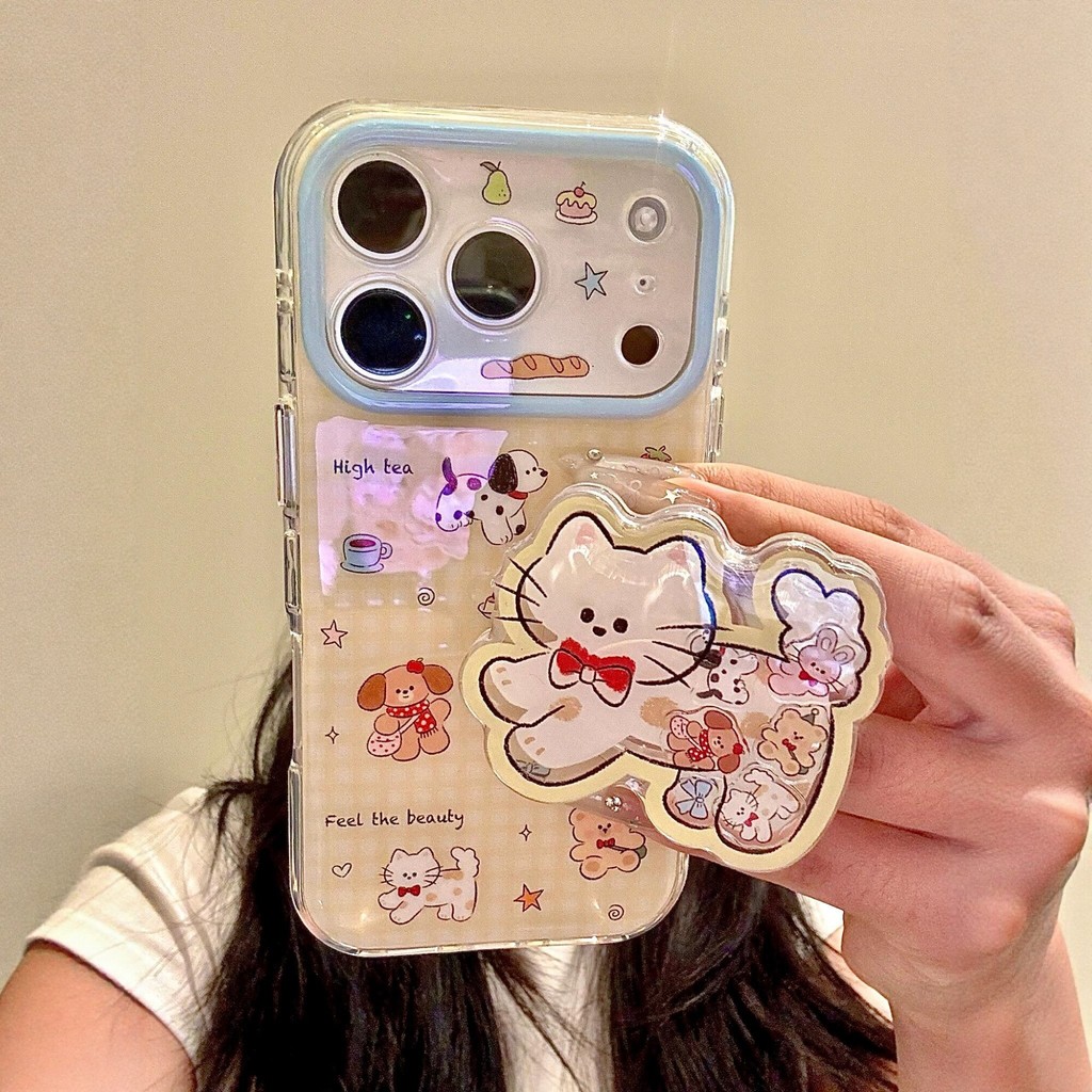 Huiwanju แมวนมสําหรับ iPhone17promax เคสโทรศัพท์มือถือ 16pro/15/14/13/12p/15pro/16/17 เคสป้องกันป้องกันการตก