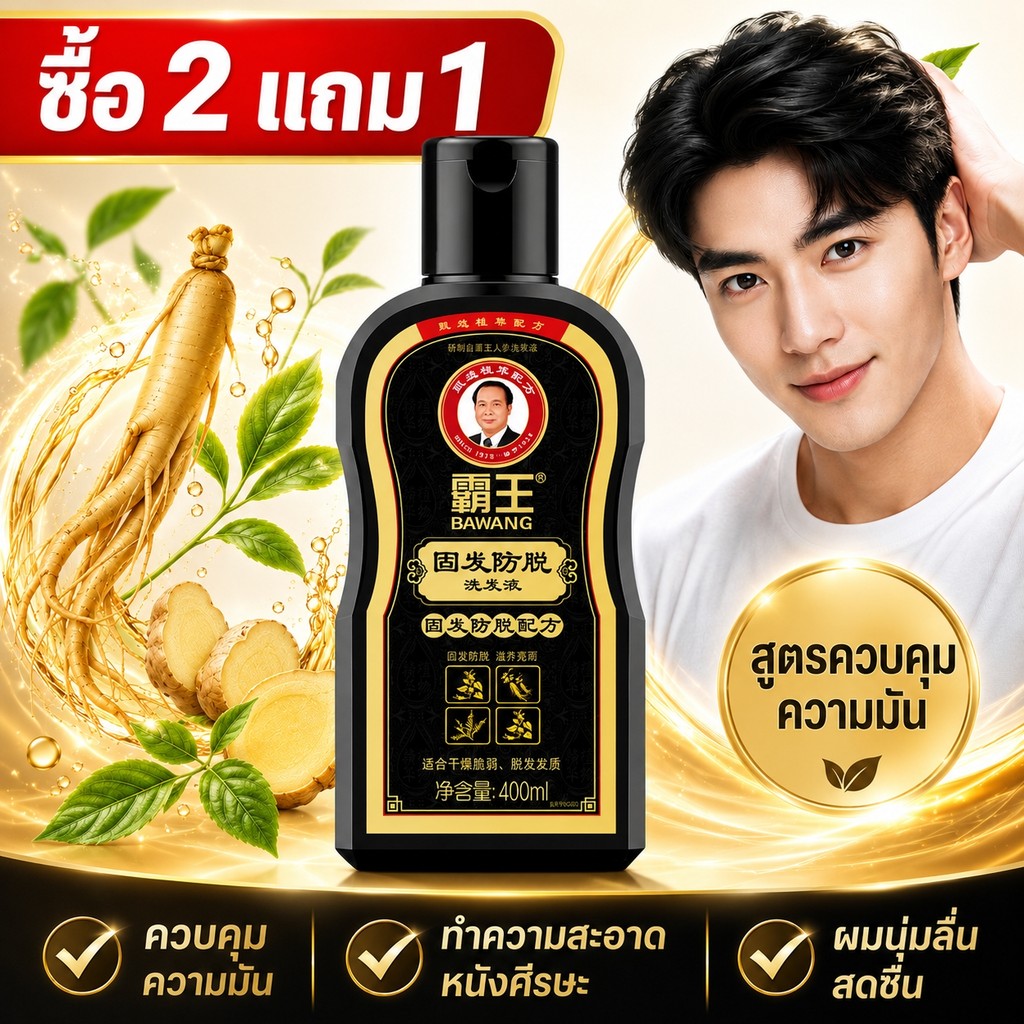 ซื้อ2ชิ้น แถมฟรี1ชิ้น🌟Bawang Shampoo แชมพูควบคุมความมัน ทำความสะอาดหนังศีรษะ บำรุงเส้นผม ผมนุ่มลื่น สดชื่น ใช้ได้ทุกวัน