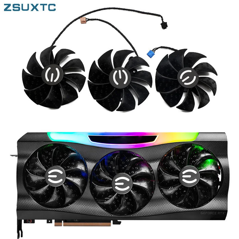 HUI 87 มม.PLD09220S12H RTX3080 RTX3070 กราฟิกการ์ดพัดลมสําหรับ EVGA GeForce RTX 3070 3080 TI 3090 FT