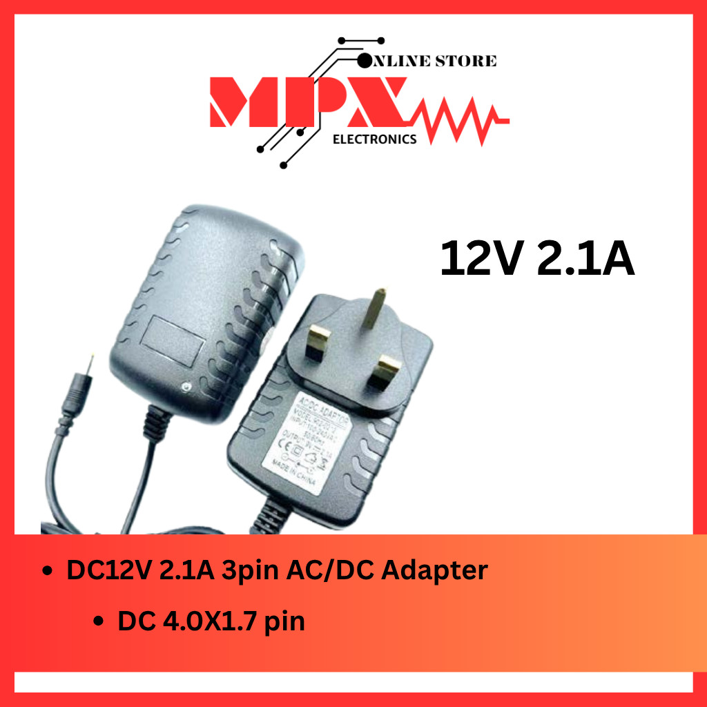 DC5V/6V/9V/12V 2.1A (DC4.0X1.7mm) อะแดปเตอร์ 3pin
