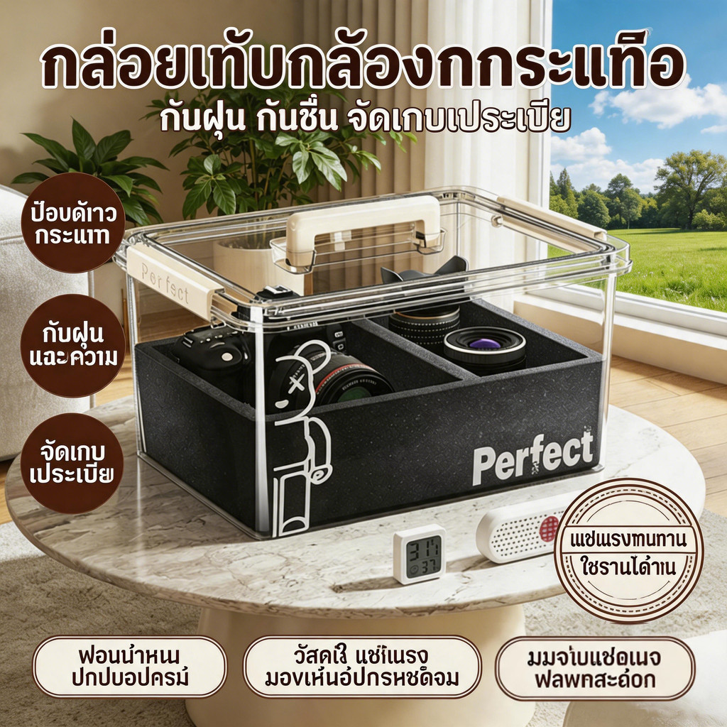 camera dry box กล่องเก็บกล้อง หนาขึ้นพลาสติก ปิดสนิท กันความชื้น ตู้เก็บกล้อง มือจับแข็งแรง พกพาสะดวก