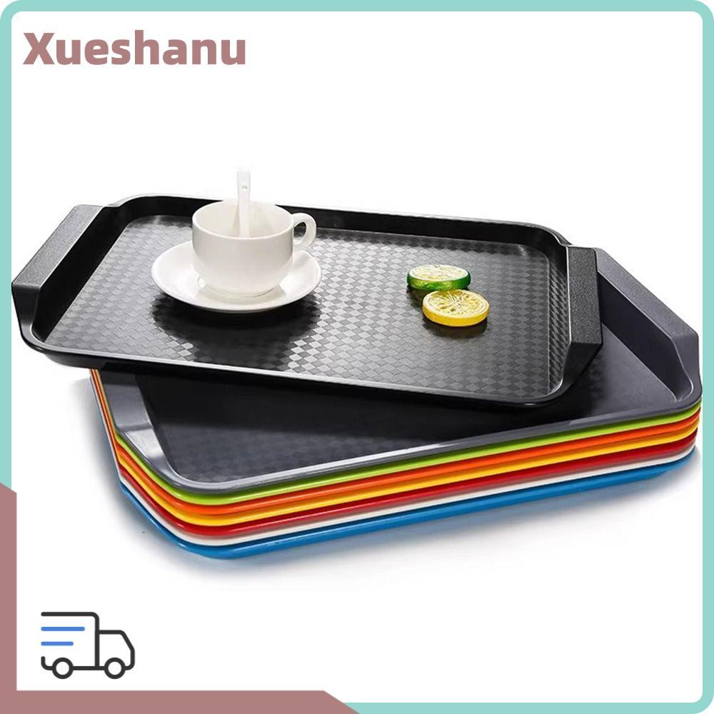 ถาด XUESEE, แผ่นเสิร์ฟสี่เหลี่ยมพลาสติก, กันลื่น 43*30 ซม. ถาดบริการจัดเลี้ยง