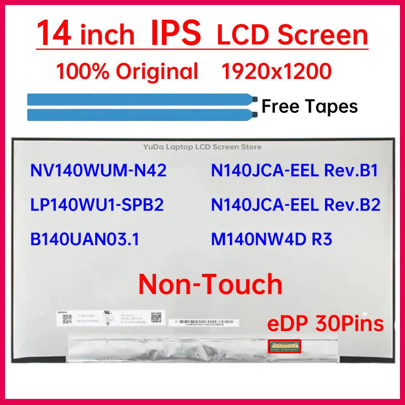 14 "หน้าจอ LCD แล็ปท็อป NV140WUM-N42 B140UAN03.1 N140JCA-EEL M140NW4D R3 LP140WU1-SPB2 จอแสดงผล Matr
