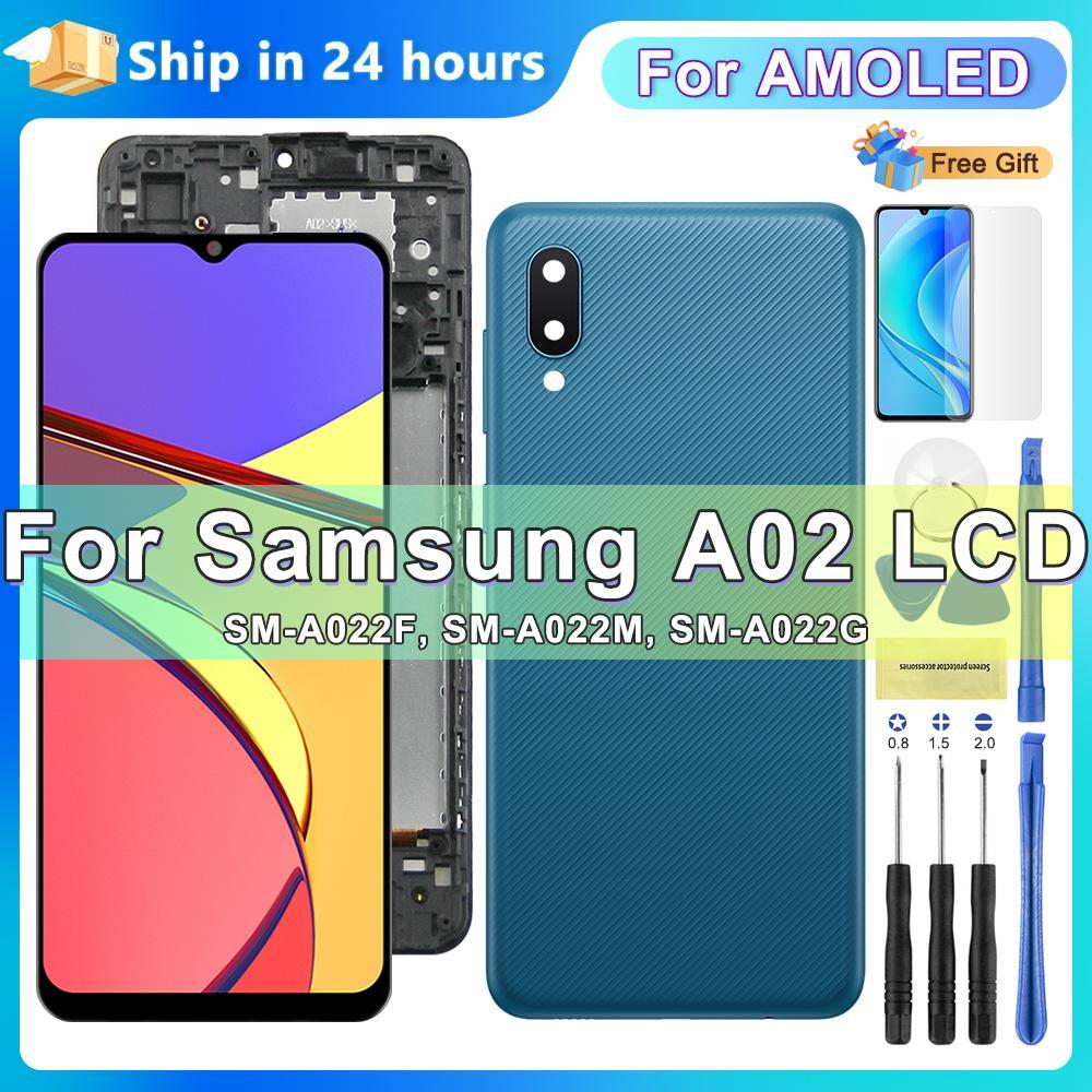 6.5 "AMOLED หน้าจอสําหรับ Samsun Galaxy A02 A022 A022M A022F A022G SM-A022F จอแสดงผล LCD กรอบ Touch 
