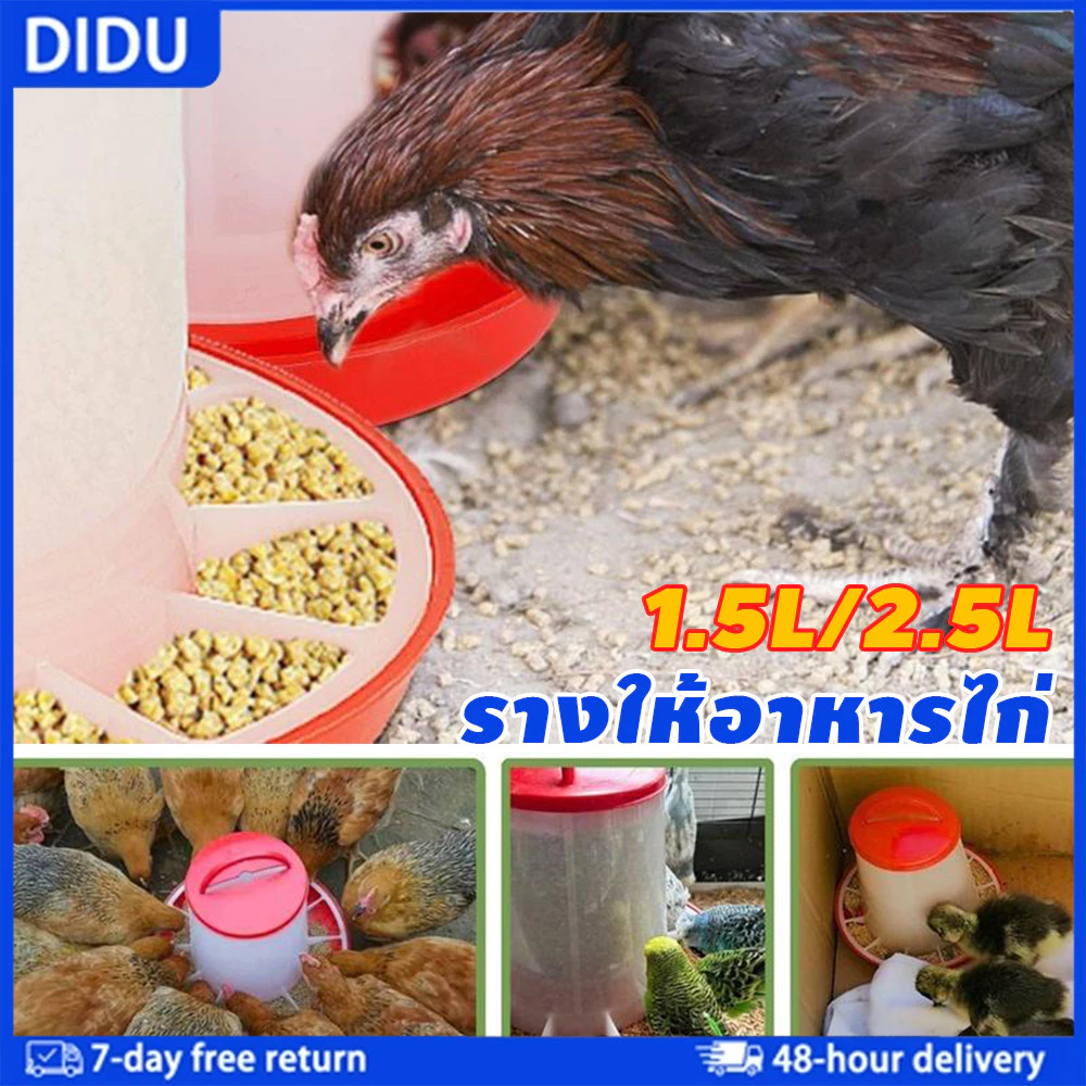 4/10L ถังให้อาหารไก่ ถังให้อาหารไก่อัตโนมัติ เครื่องให้อาหารไก่อัตโนมัติ ป้องกันไก่คุ้ยเขี่ย ประหยัดอาหาร รุ่นประหยัด