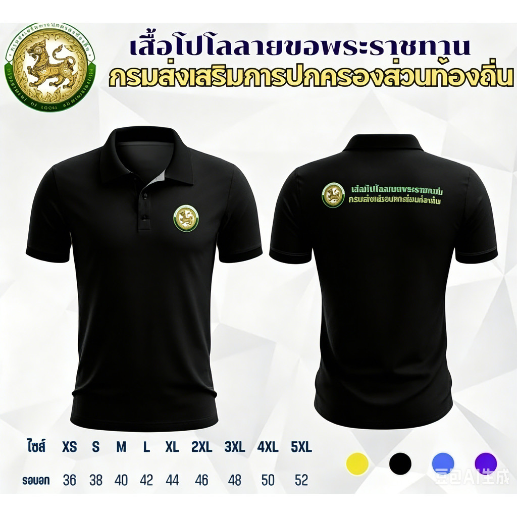 การออกแบบเดิม 【เสื้อโปโล】 คำแนะนำยอดนิยม เสื้อกรมส่งเสริมการปกครองส่วนท้องถิ่น เสื้อลายขอกรมส่งเสริมการปกครอง เสื้อโปโลล