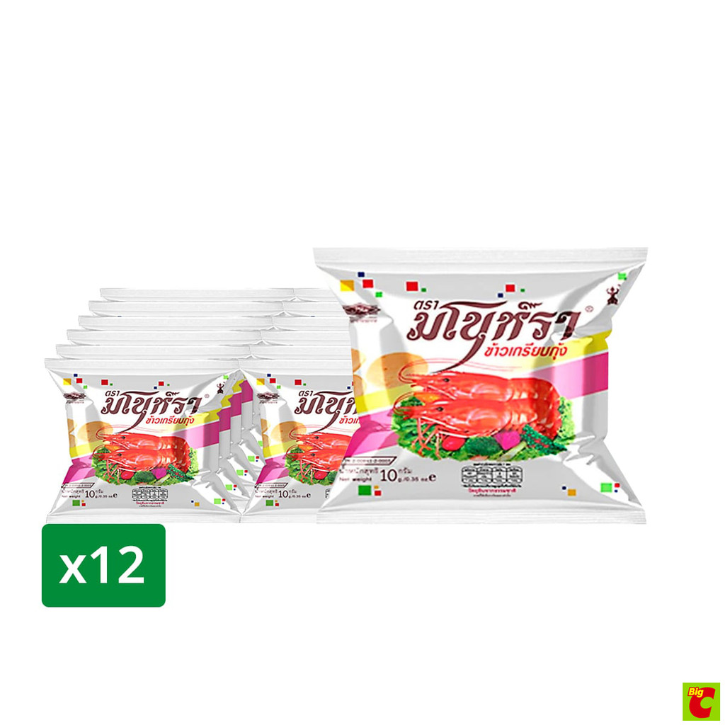 [สินค้าส่งด่วน] มโนห์รา ข้าวเกรียบกุ้ง 10 ก. แพ็ค 12