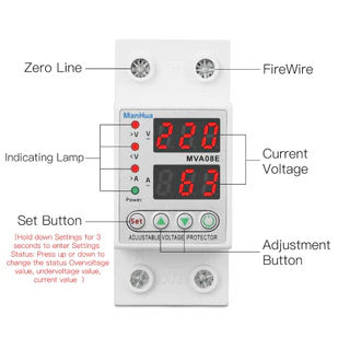 อุปกรณ์ป้องกันไฟเกิน ไฟตก 40A/63A 220V กันไฟกระชาก จอแสดงค่าแม่นยำ รีเซ็ตอัตโนมัติ ป้องกันเครื่องใช้ไฟฟ้าเสียหาย