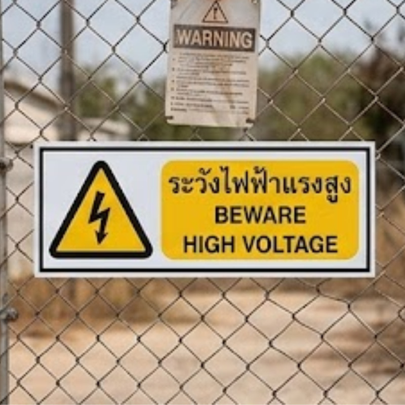 DZB HOME สติกเกอร์ระวังอันตรายจากไฟฟ้า ระวังอันตรายจากไฟฟ้าแรงสูง ป้ายเซฟตี้