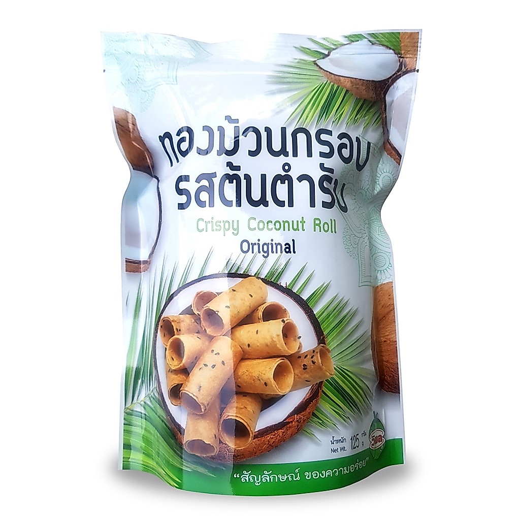 ทองม้วนรสต้นตำรับ(ถุง) By ร้านวิมล วุ้นมะพร้าวอ่อน น้ำหนัก 125 กรัม/ถุง