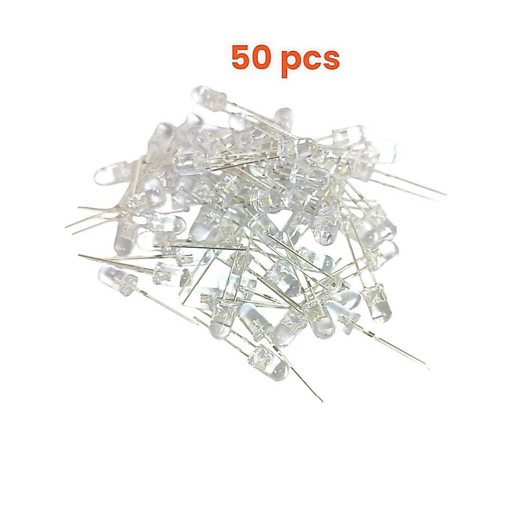 50ชิ้น LED 5mm หลอดled  ซุปเปอร์ไบรท์ 5 mm ไดโอดเปล่งแสง  สีขาว เขียว แดง น้ำเงิน