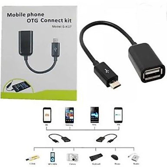 สายแปลง Micro to USB ตัวเมีย Micro USB OTG Cable (Blsck-White)