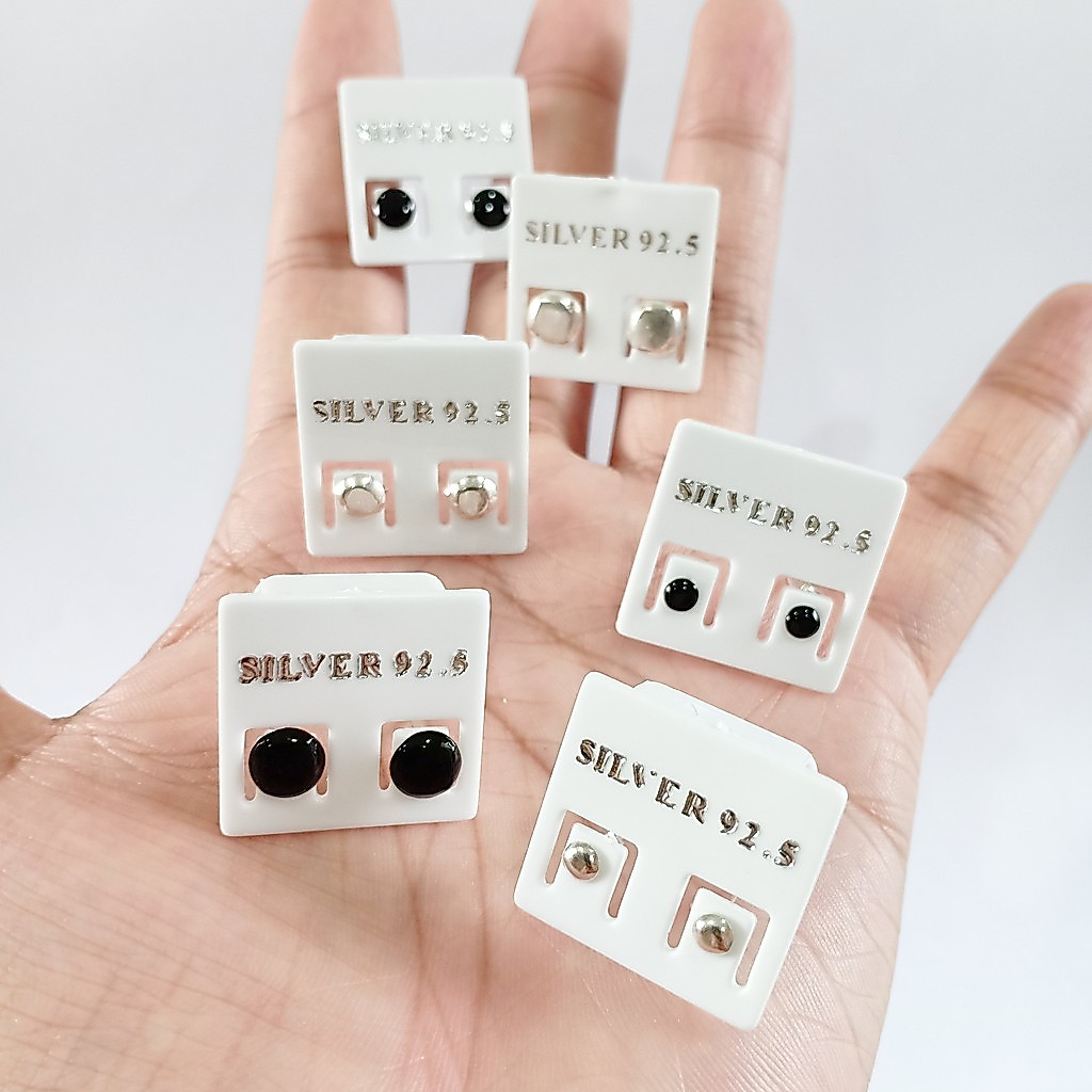 ต่างหูเงินแท้ Earrings 92.5% (กลมนูน)