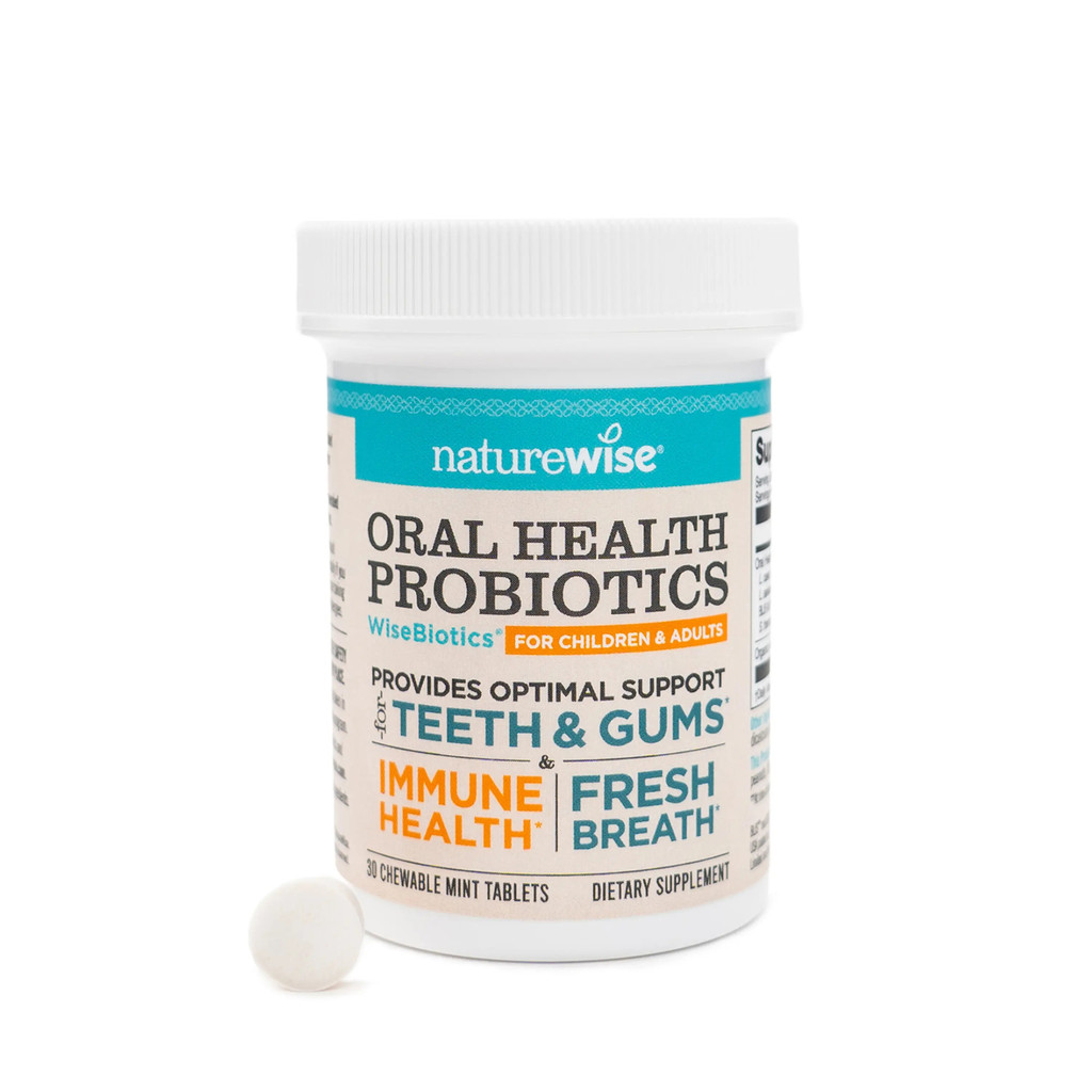 NatureWise Oral Probiotics-Chewable Probiotics ใช้สําหรับ Fresh Breath-Gluten-Free, Sugar-Free, Mint Flavent-Genetic, Third Party Tested Oral Probiotic อาหารเสริม-Made in USA