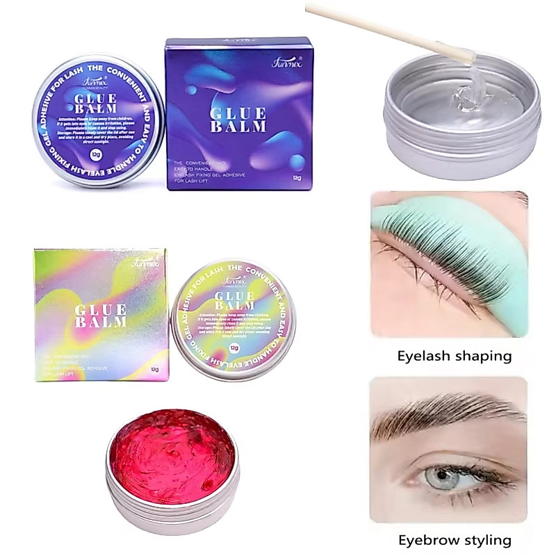 Funmix 12g Clear/Red Lash Lift Solid กาวบาล์มกันน้ําคิ้วขนตายกตัวแทนคงที่ 10 วินาที Fixing Eyes Make Up เครื่องมือ Eyelash lifting อุปกรณ์เสริม