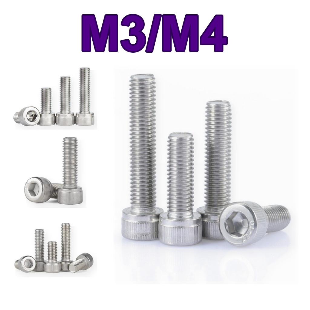 สกรูหัวจมหกเหลี่ยมทรงกระบอก M3 M4 สแตนเลส 304 แข็งแรง กันสนิม (2-50pcs) LXZ-TH1