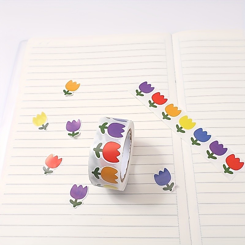 500 ชิ้นดอกไม้ที่มีสีสันรางวัลสติกเกอร์ Self-Adhesive ป้ายกันน้ําสําหรับเครื่องเขียนสํานักงานของขวัญซองจดหมายและหัตถกรรมตกแต่ง