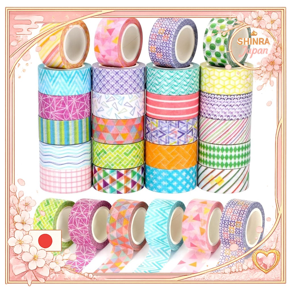 《Direct From Japan》  Masking Tape Cute 24 Roll Set 5m Roll Washi Tape Decorative Tape for DIY Gift W
