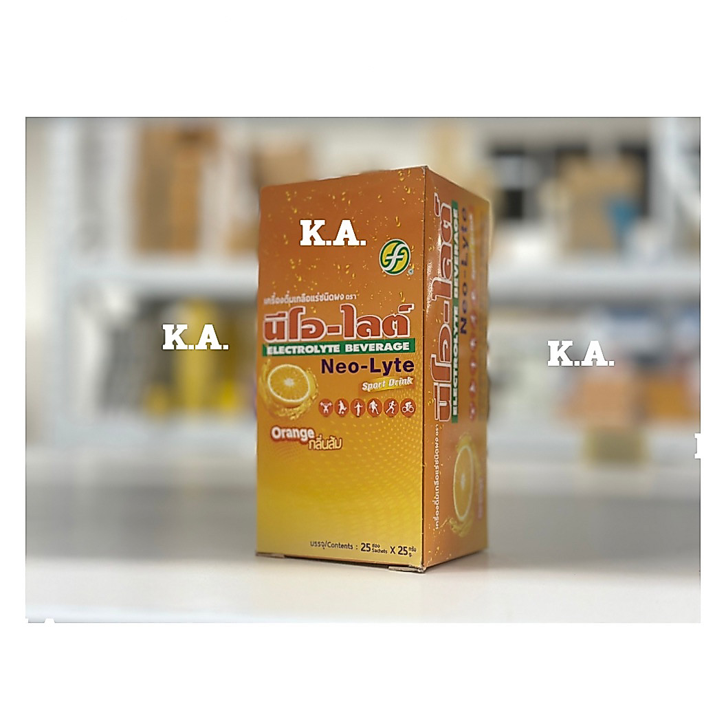 Neo-Lyte Sport Drink Electrolyte Beverage นีโอ-ไลท์ เกลือแร่สำหรับออกกำลังกาย รสส้ม 25ซอง6478