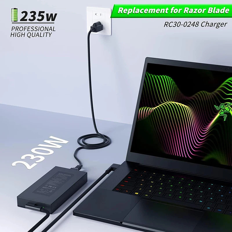 230W AC Charger สําหรับ Razer Blade 14 15 GTX1060 GTX1070 RTX2070 RTX2080 RTX3060/3070Ti RTX3080 RC3