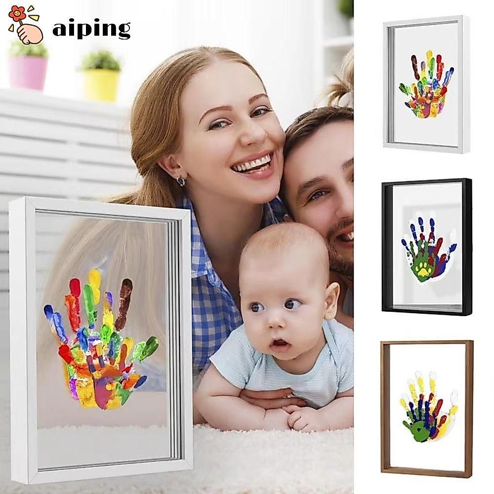 AIPING ชุดพิมพ์มือครอบครัว, Keepsake กรอบรูป Handprint กรอบรูป, DIY ทนทานพร้อม 6 สีปากกายางลบพู่กันครอบครัว Handprint กรอบรูปสําหรับครอบครัวเด็กสัตว์เลี้ยง