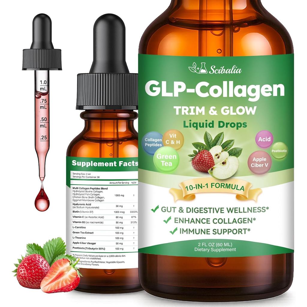 คอลลาเจนเหลวสําหรับผู้หญิง, GLP Friendly 10-in-1 Multi Collagen Trim & Glow with Hyaluronic Acid Bio