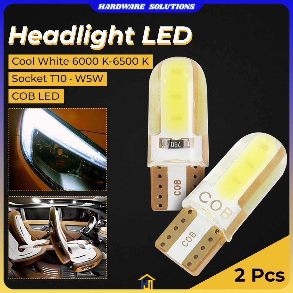 ไฟหน้ารถ LED T10 W5W 2 COB Cool White 12V 2 ชิ้น - T10-W5
