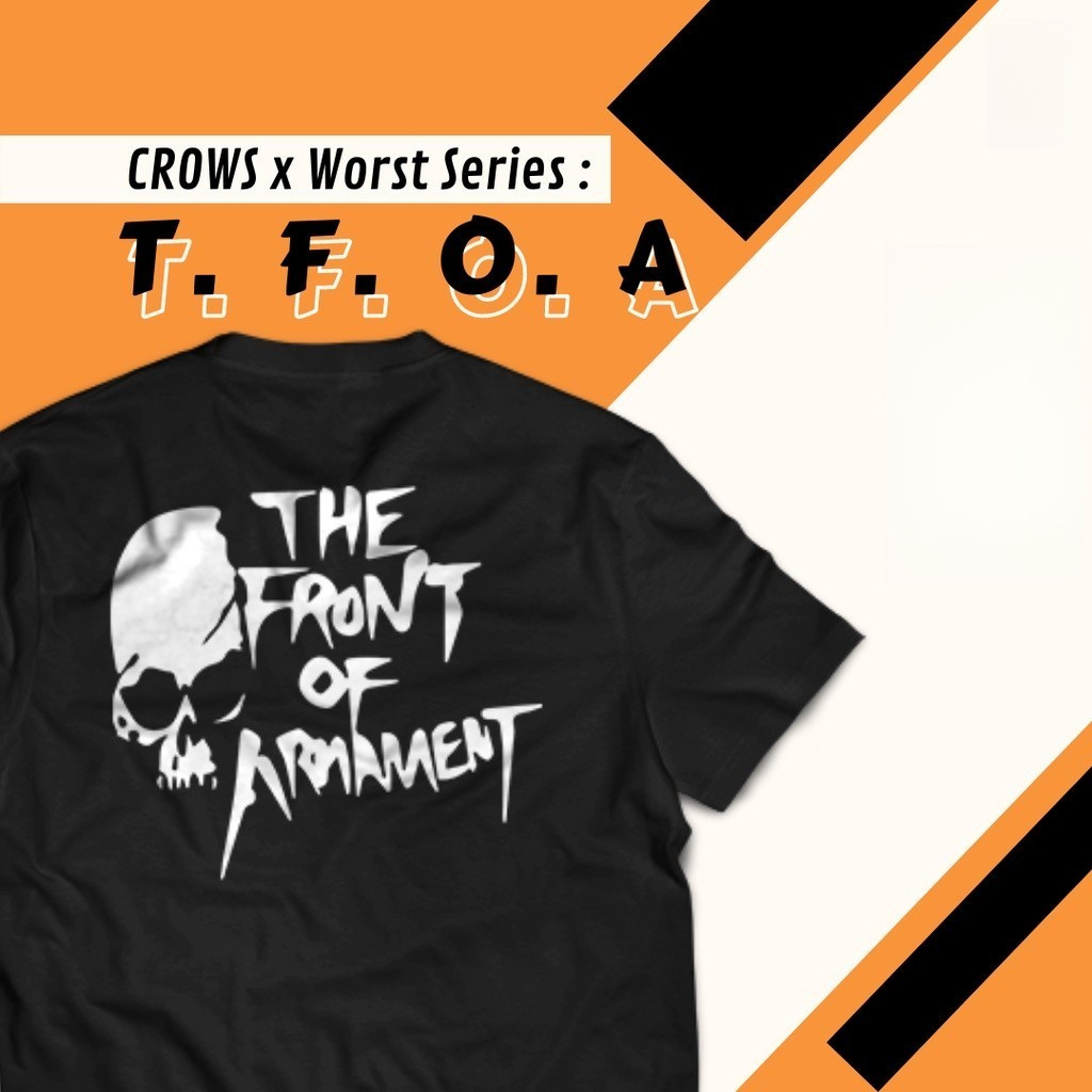 Crows X Worst เสื้อยืด The Front of Armament ลายสัญลักษณ์ TFOA หน้าอก สำหรับคนชอบสะสมสินค้ามังงะญี่ปุ่น